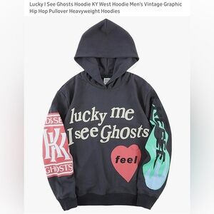 Lucky I See Ghosts Graphic Hoodie - Black/Gray